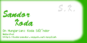 sandor koda business card